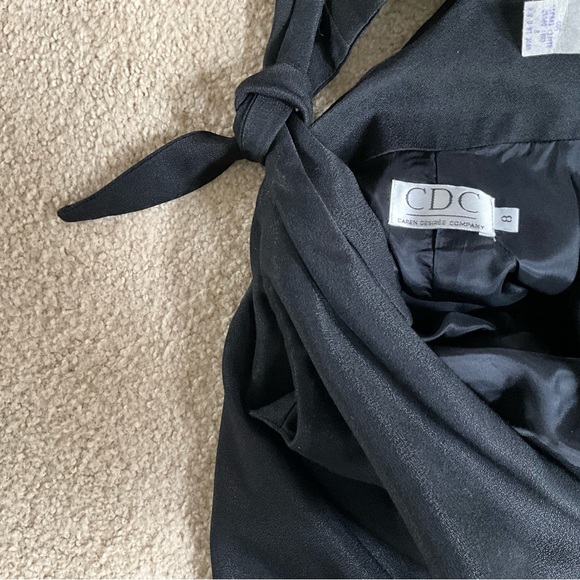 Ankle length black evening gown with keyhole back tied top and zipper bottom. - Picture 3 of 6